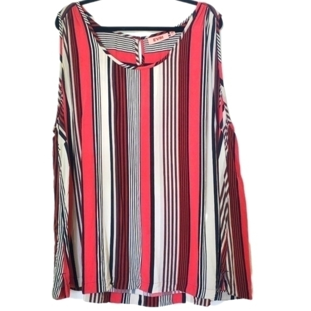 Evri Women's Vertical Stripe Sleeveless Rayon Scoop Neck Top‎ Plus Size 4X